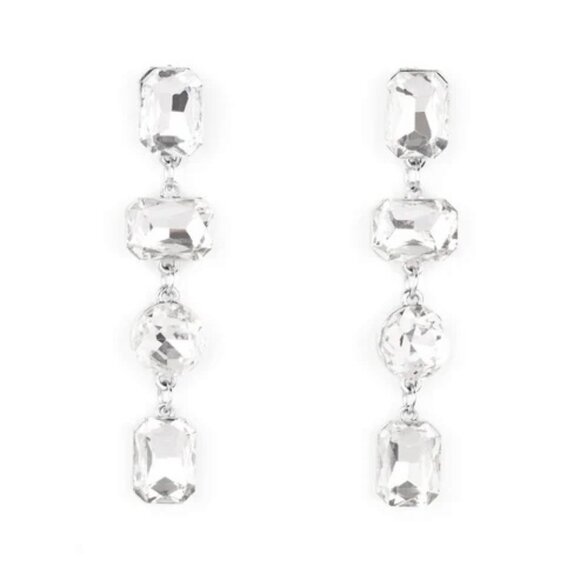 Paparazzi Jewelry Accessories - Cosmic Heiress - White Earrings - Vintage - Picture 4 of 4